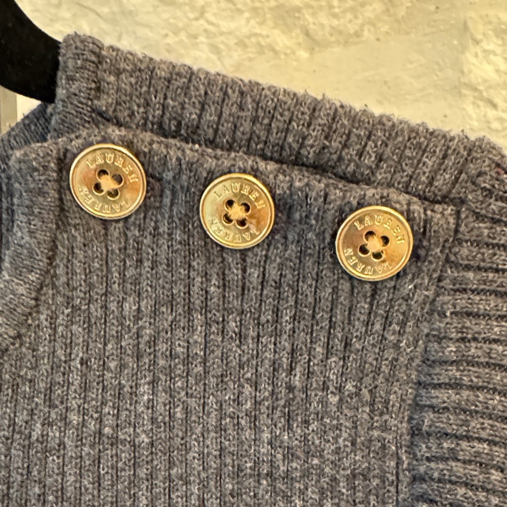 Lauren Ralph Lauren Ribbed Crewneck Sweater in Charcoal - Picture 3 of 4